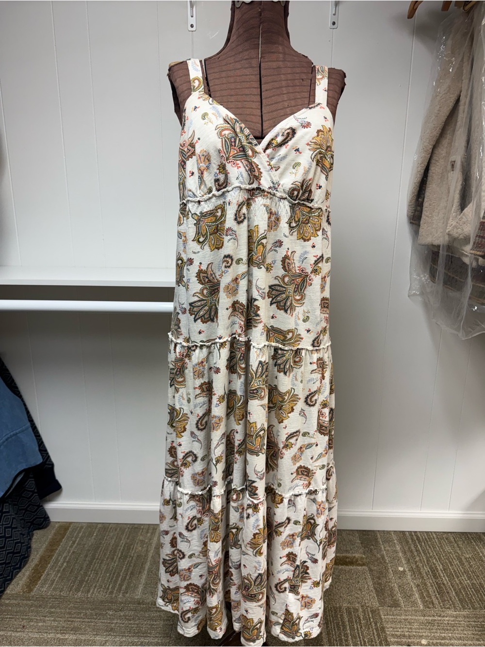 Tommy Hilfiger Boho Paisley Print Tiered Long Maxi Dress Size Large
